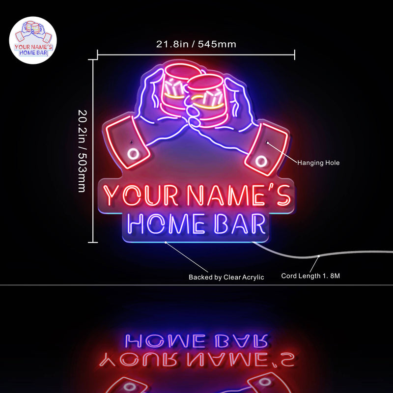 Personalized Ultra-Bright Whiskey Home Bar LED Sign with Remote (Neon-Style, LED Technology) - LED Gift Works