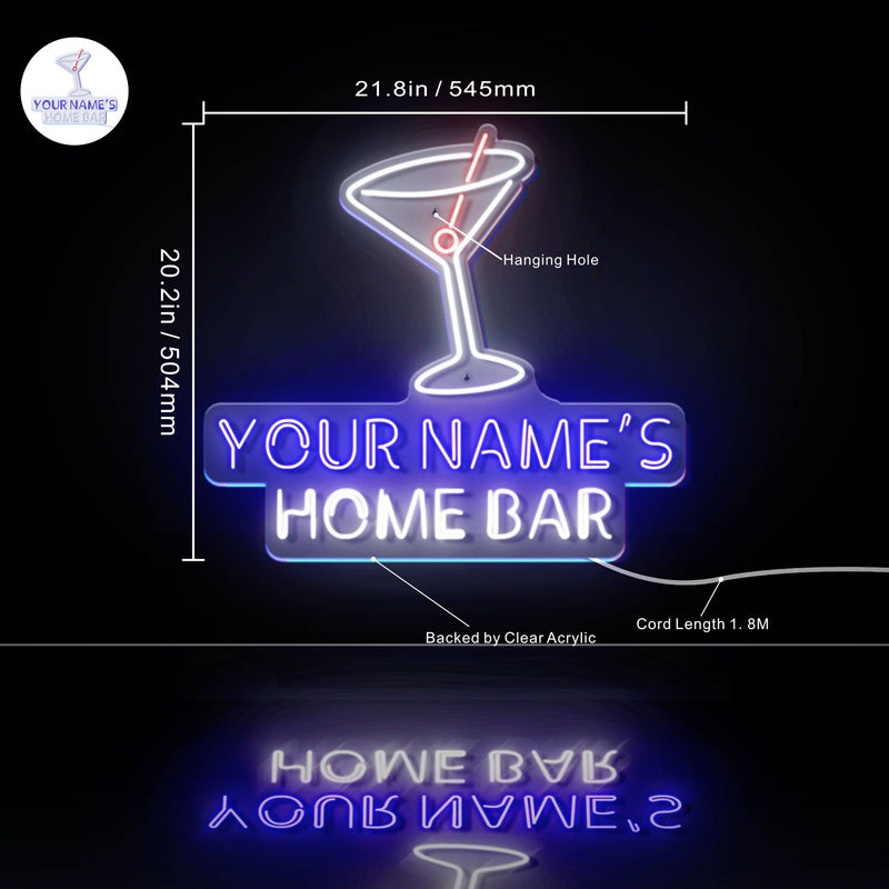 Personalized Ultra-Bright Cocktail Home Bar LED Sign with Remote (Neon-Style, LED Technology) - LED Gift Works