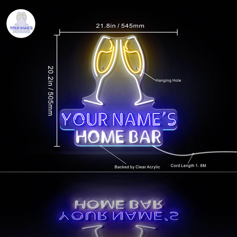 Personalized Ultra-Bright Champagne Toast Home Bar LED Sign with Remote (Neon-Style, LED Technology) - LED Gift Works