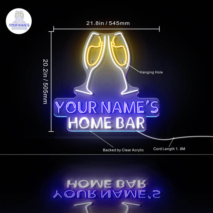 Personalized Ultra-Bright Champagne Toast Home Bar LED Sign with Remote (Neon-Style, LED Technology) - Way Up Gifts