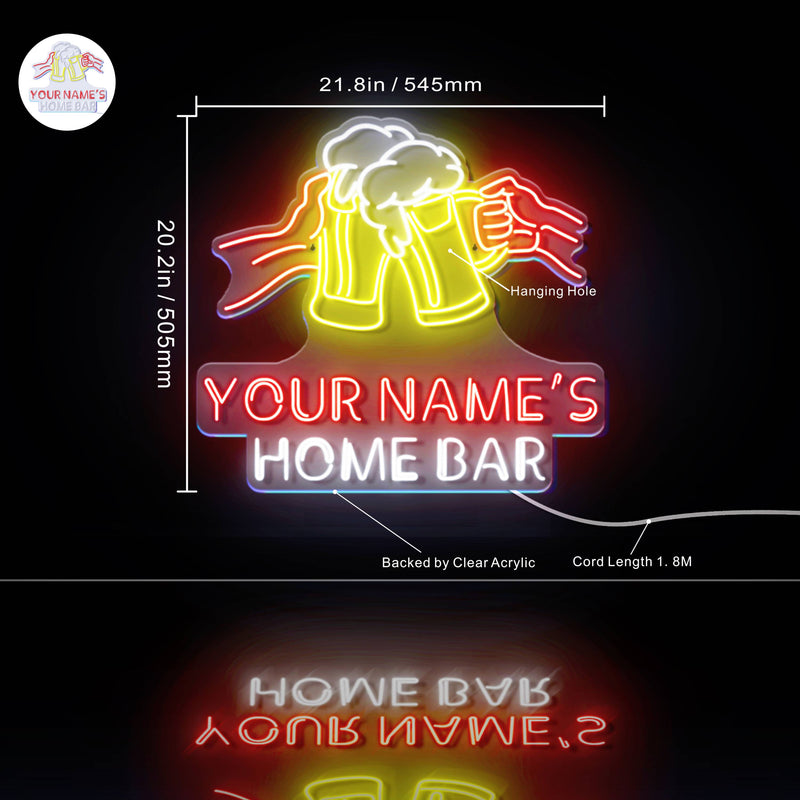 Custom Ultra-Bright Cheers Beer Bar LED Sign with Remote (Neon-Style, LED Technology) - LED Gift Works