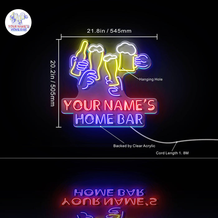 Custom Ultra-Bright Beer Party Neighborhood Pub Bar LED Sign with Remote (Neon-Style, LED Technology) - Way Up Gifts