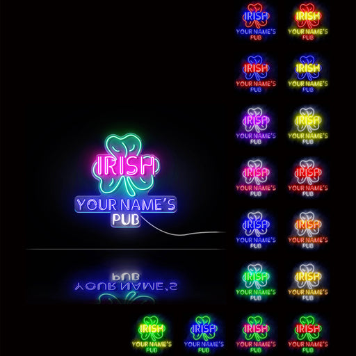 Personalized Ultra-Bright Irish Pub LED Sign with Remote (Neon-Style, LED Technology) - LED Gift Works