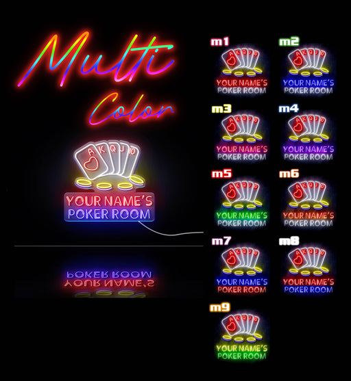 Personalized Ultra-Bright Poker Room LED Sign with Remote (Neon-Style, LED Technology) - LED Gift Works