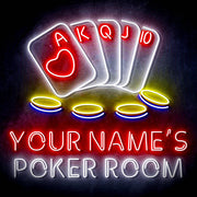 Personalized Ultra-Bright Poker Room LED Sign with Remote (Neon-Style, LED Technology) - LED Gift Works
