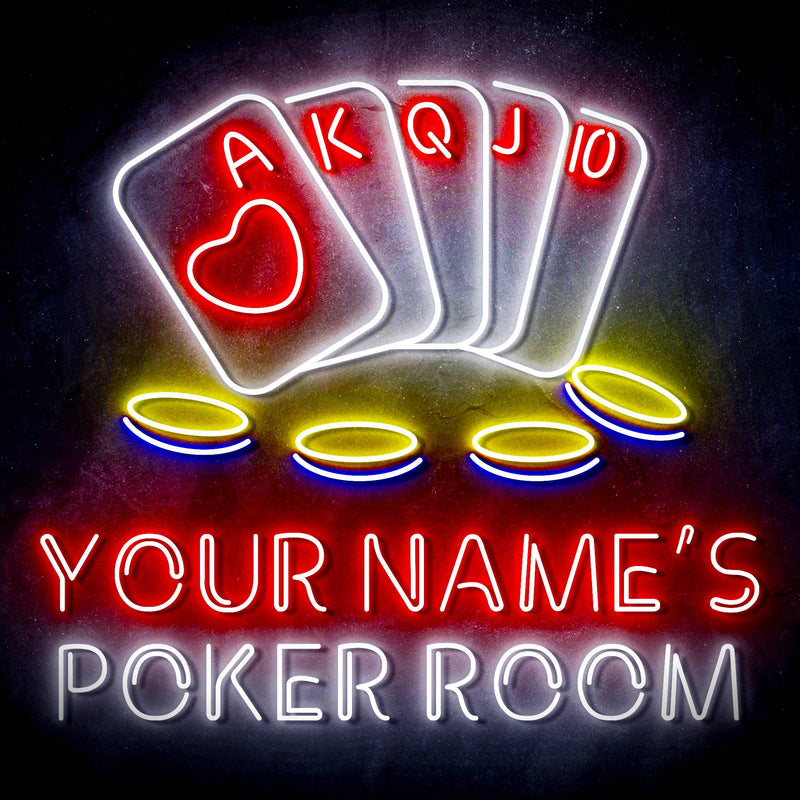 Personalized Ultra-Bright Poker Room LED Sign with Remote (Neon-Style, LED Technology) - LED Gift Works