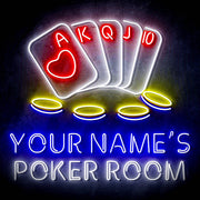 Personalized Ultra-Bright Poker Room LED Sign with Remote (Neon-Style, LED Technology) - LED Gift Works