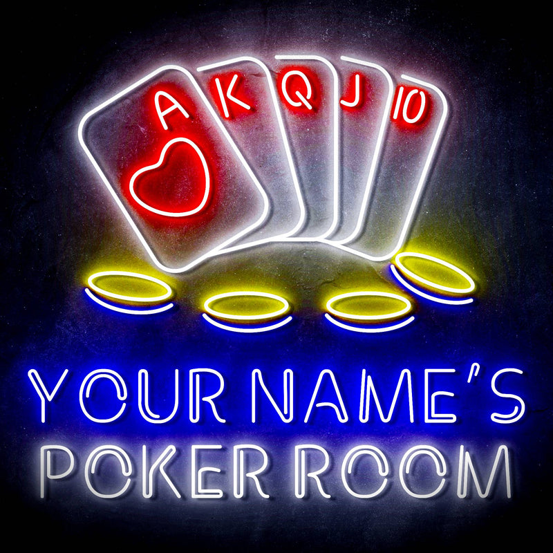 Personalized Ultra-Bright Poker Room LED Sign with Remote (Neon-Style, LED Technology) - LED Gift Works