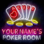 Personalized Ultra-Bright Poker Room LED Sign with Remote (Neon-Style, LED Technology) - LED Gift Works
