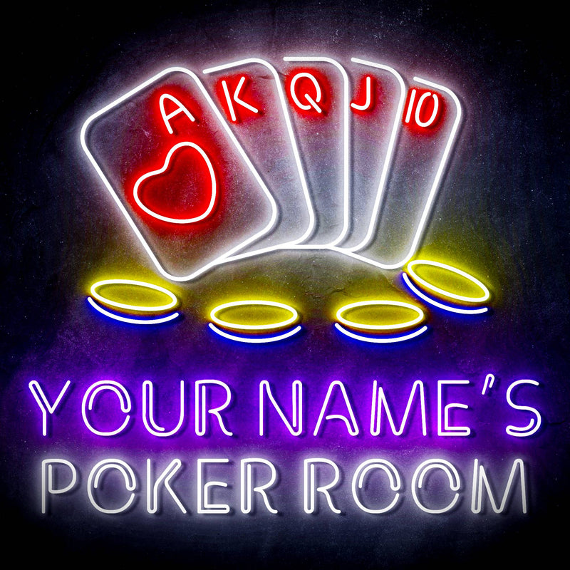 Personalized Ultra-Bright Poker Room LED Sign with Remote (Neon-Style, LED Technology) - LED Gift Works