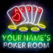 Personalized Ultra-Bright Poker Room LED Sign with Remote (Neon-Style, LED Technology) - LED Gift Works