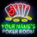 Personalized Ultra-Bright Poker Room LED Sign with Remote (Neon-Style, LED Technology) - Way Up Gifts