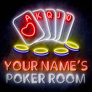 Personalized Ultra-Bright Poker Room LED Sign with Remote (Neon-Style, LED Technology) - LED Gift Works