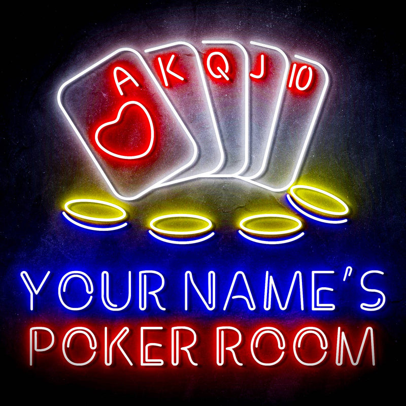 Personalized Ultra-Bright Poker Room LED Sign with Remote (Neon-Style, LED Technology) - LED Gift Works
