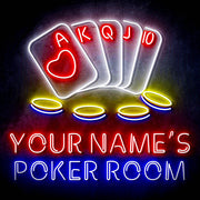 Personalized Ultra-Bright Poker Room LED Sign with Remote (Neon-Style, LED Technology) - LED Gift Works