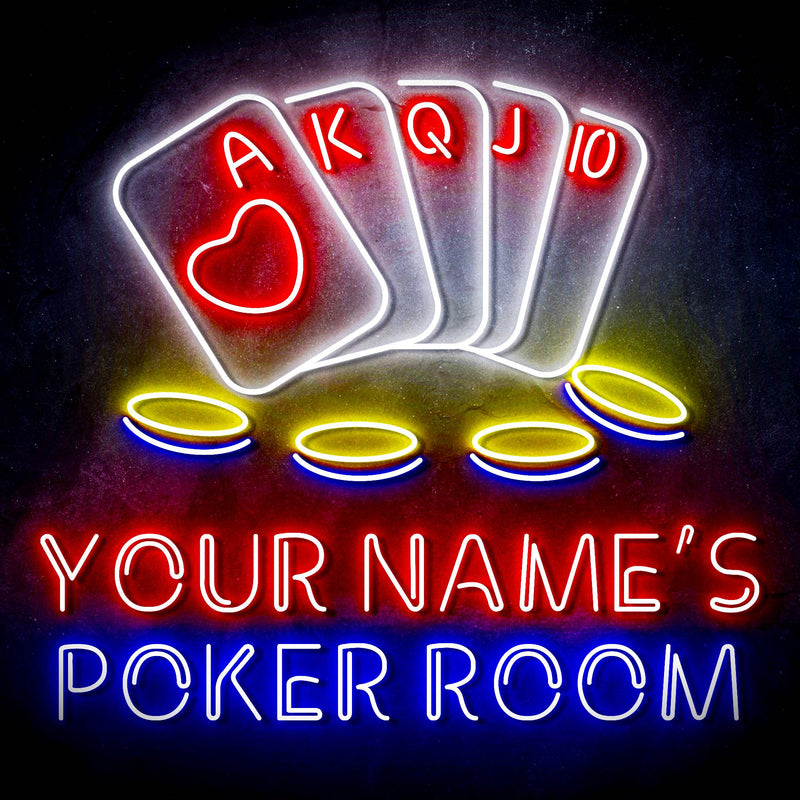 Personalized Ultra-Bright Poker Room LED Sign with Remote (Neon-Style, LED Technology) - LED Gift Works