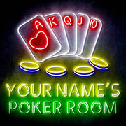Personalized Ultra-Bright Poker Room LED Sign with Remote (Neon-Style, LED Technology) - LED Gift Works