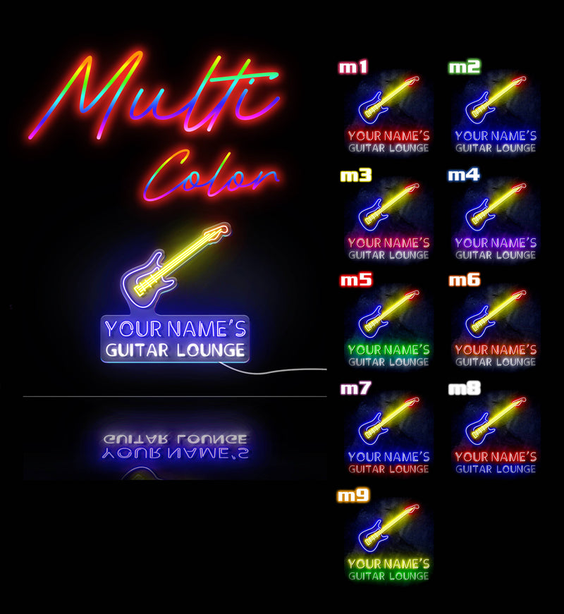 Custom Ultra-Bright Guitar Lounge Music Studio LED Sign with Remote (Neon-Style, LED Technology) - LED Gift Works