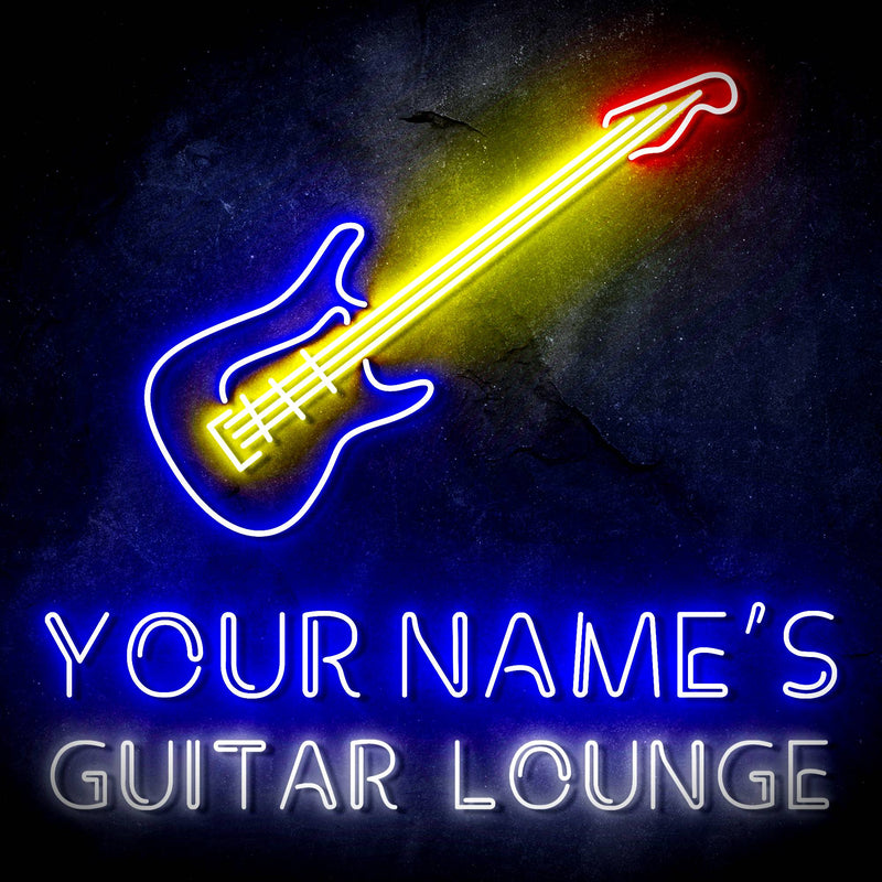 Custom Ultra-Bright Guitar Lounge Music Studio LED Sign with Remote (Neon-Style, LED Technology) - LED Gift Works