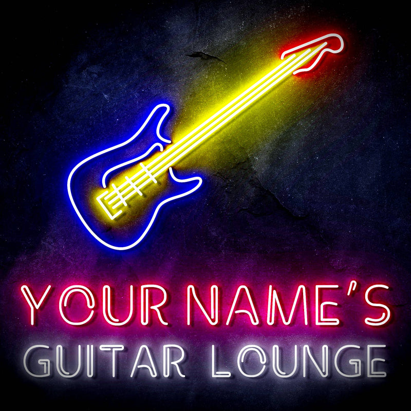Custom Ultra-Bright Guitar Lounge Music Studio LED Sign with Remote (Neon-Style, LED Technology) - LED Gift Works