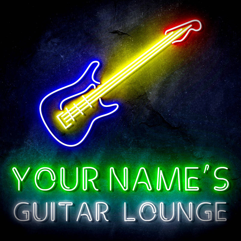 Custom Ultra-Bright Guitar Lounge Music Studio LED Sign with Remote (Neon-Style, LED Technology) - LED Gift Works