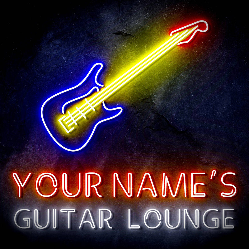 Custom Ultra-Bright Guitar Lounge Music Studio LED Sign with Remote (Neon-Style, LED Technology) - LED Gift Works