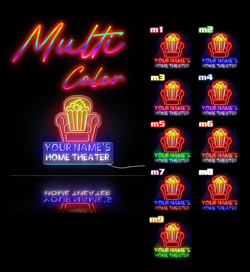 Personalized Ultra-Bright Home Theater Movie Room LED Sign with Remote (Neon-Style, LED Technology) - LED Gift Works