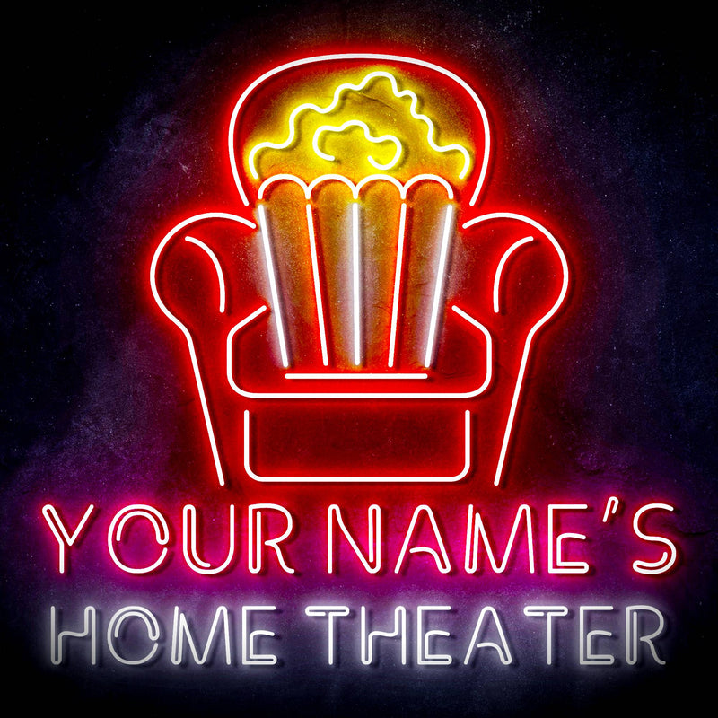 Personalized Ultra-Bright Home Theater Movie Room LED Sign with Remote (Neon-Style, LED Technology) - LED Gift Works