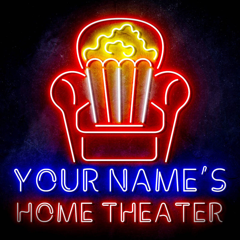 Personalized Ultra-Bright Home Theater Movie Room LED Sign with Remote (Neon-Style, LED Technology) - LED Gift Works