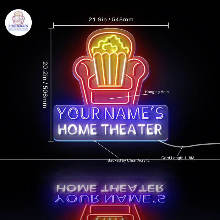 Personalized Ultra-Bright Home Theater Movie Room LED Sign with Remote (Neon-Style, LED Technology) - Way Up Gifts