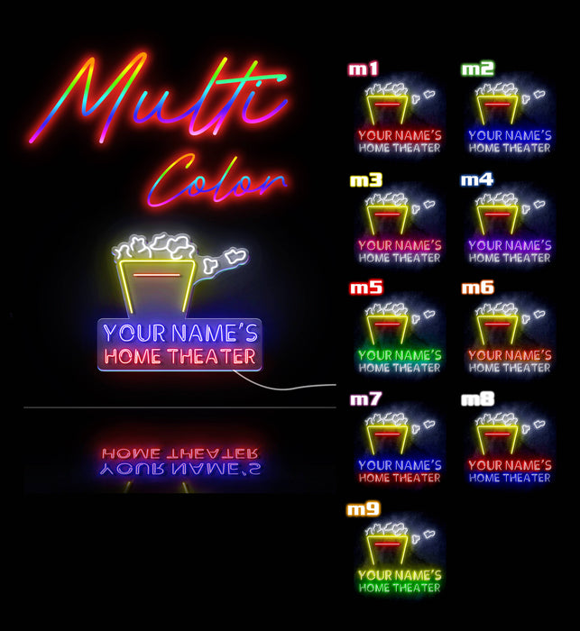Custom Ultra-Bright Popcorn Movie Home Theater LED Sign with Remote (Neon-Style, LED Technology) - Way Up Gifts