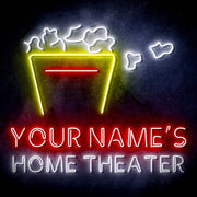 Custom Ultra-Bright Popcorn Movie Home Theater LED Sign with Remote (Neon-Style, LED Technology) - LED Gift Works