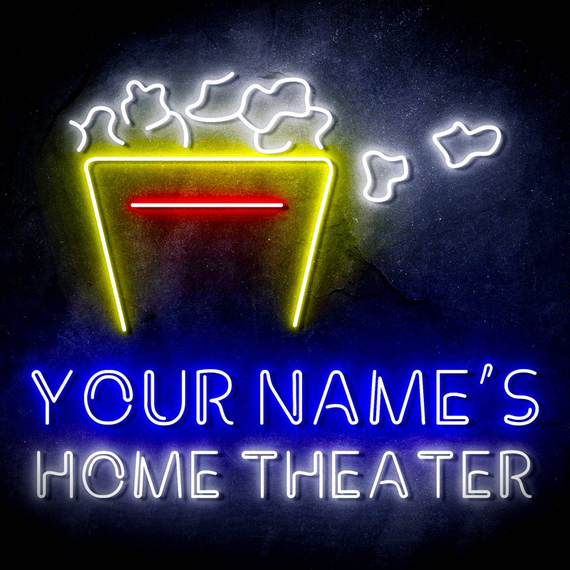 Custom Ultra-Bright Popcorn Movie Home Theater LED Sign with Remote (Neon-Style, LED Technology) - LED Gift Works
