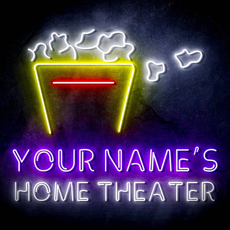 Custom Ultra-Bright Popcorn Movie Home Theater LED Sign with Remote (Neon-Style, LED Technology) - LED Gift Works