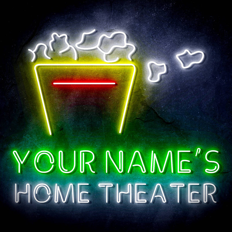 Custom Ultra-Bright Popcorn Movie Home Theater LED Sign with Remote (Neon-Style, LED Technology) - LED Gift Works