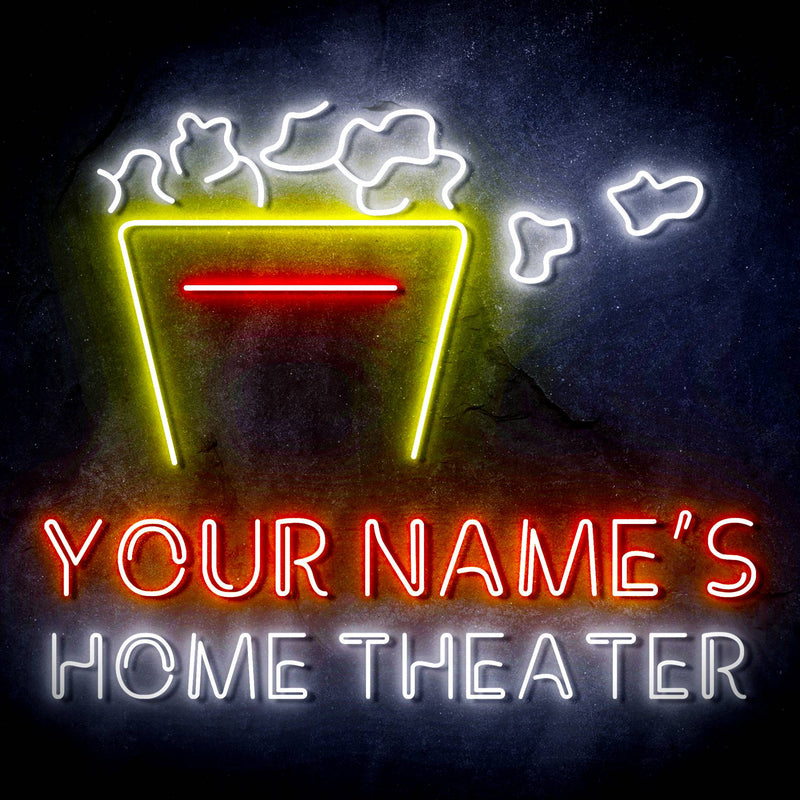Custom Ultra-Bright Popcorn Movie Home Theater LED Sign with Remote (Neon-Style, LED Technology) - LED Gift Works