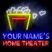 Custom Ultra-Bright Popcorn Movie Home Theater LED Sign with Remote (Neon-Style, LED Technology) - LED Gift Works