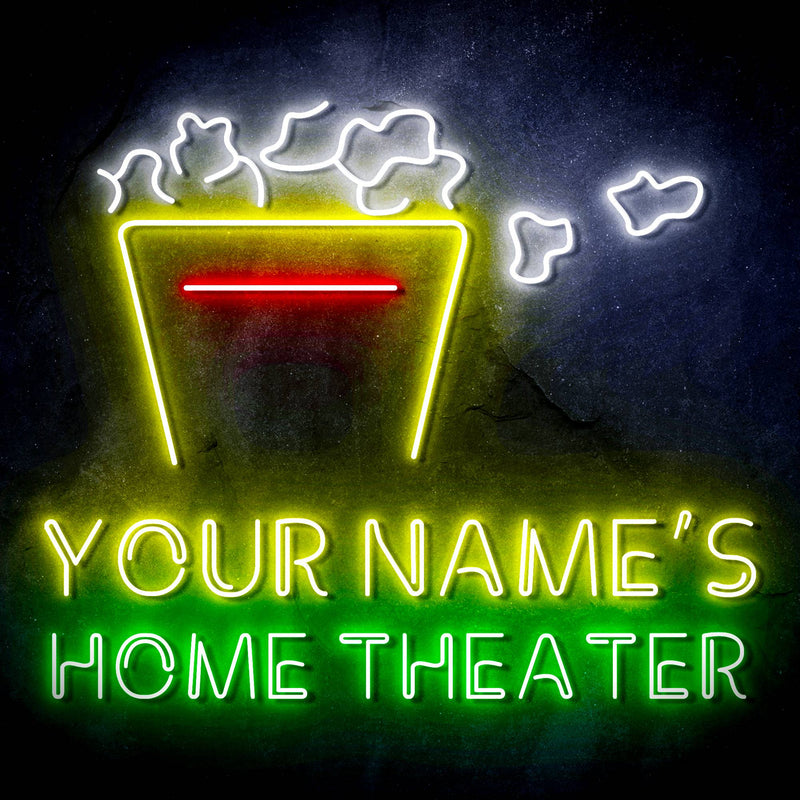 Custom Ultra-Bright Popcorn Movie Home Theater LED Sign with Remote (Neon-Style, LED Technology) - LED Gift Works