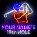 Custom Ultra-Bright Golf Clubhouse Bar 19th Hole LED Sign with Remote (Neon-Style, LED Technology) - Way Up Gifts