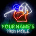 Custom Ultra-Bright Golf Clubhouse Bar 19th Hole LED Sign with Remote (Neon-Style, LED Technology) - Way Up Gifts