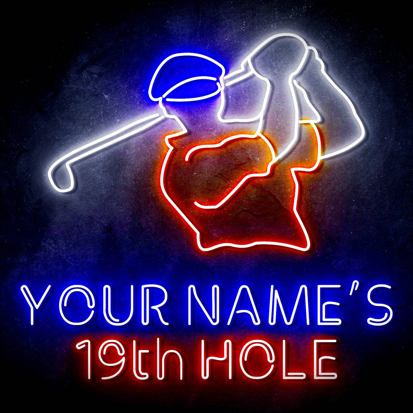 Custom Ultra-Bright Golf Clubhouse Bar 19th Hole LED Sign with Remote (Neon-Style, LED Technology) - Way Up Gifts