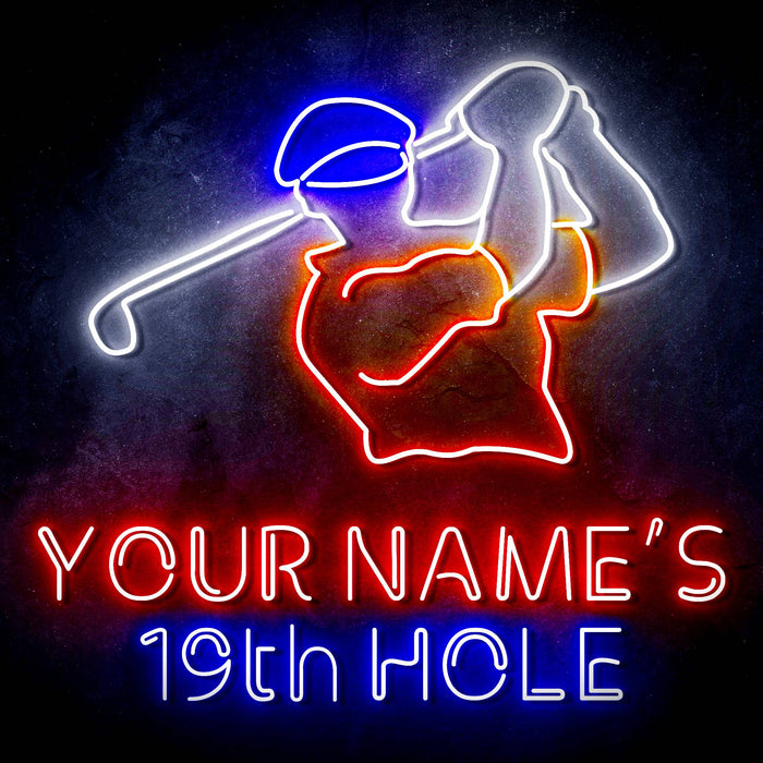 Custom Ultra-Bright Golf Clubhouse Bar 19th Hole LED Sign with Remote (Neon-Style, LED Technology) - Way Up Gifts