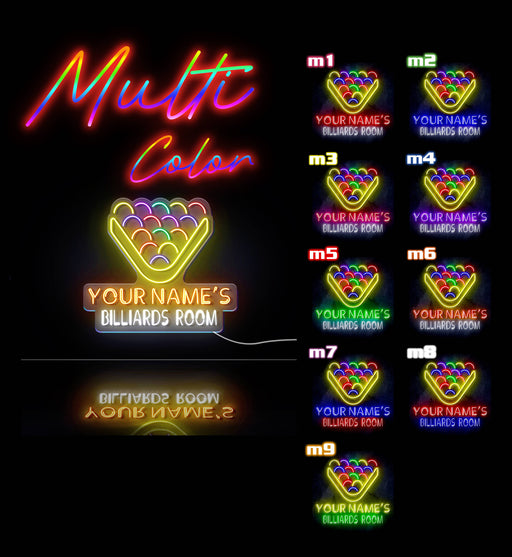 Custom Ultra-Bright Pool Billiards Room LED Sign with Remote (Neon-Style, LED Technology) - LED Gift Works