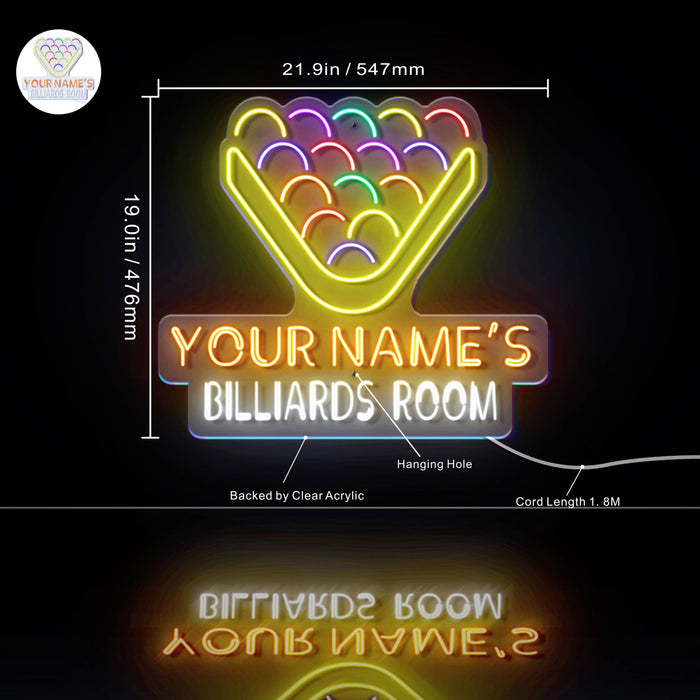 Custom Ultra-Bright Pool Billiards Room LED Sign with Remote (Neon-Style, LED Technology) - Way Up Gifts