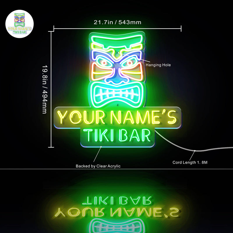 Personalized Ultra-Bright Tiki Bar LED Sign with Remote (Neon-Style, LED Technology) - LED Gift Works