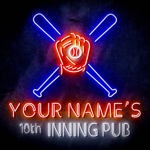 Custom Ultra-Bright Man Cave Baseball Bar 10th Inning Pub LED Sign with Remote (Neon-Style, LED Technology) - Way Up Gifts