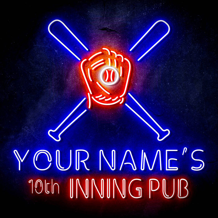Custom Ultra-Bright Man Cave Baseball Bar 10th Inning Pub LED Sign with Remote (Neon-Style, LED Technology) - Way Up Gifts