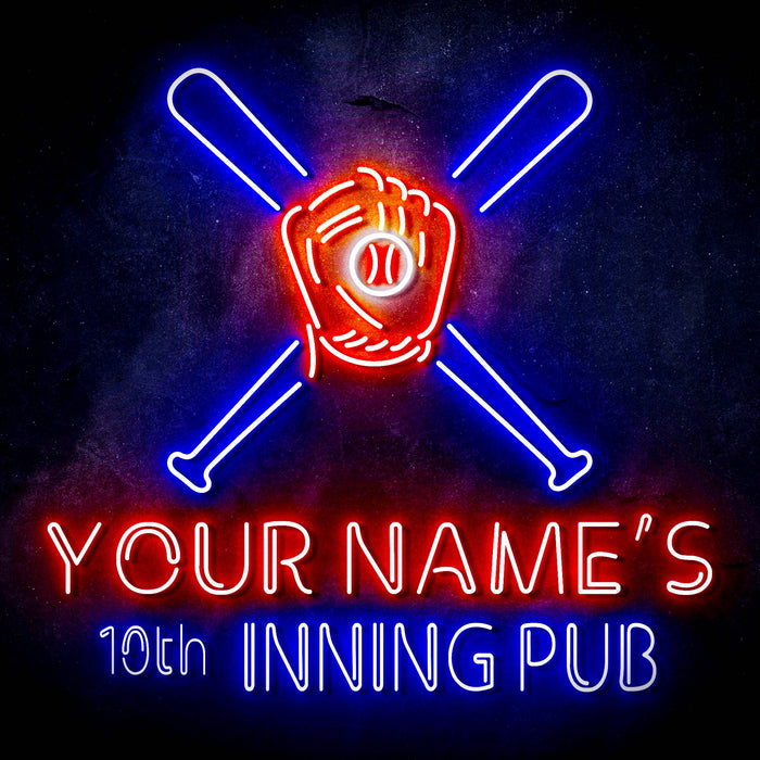 Custom Ultra-Bright Man Cave Baseball Bar 10th Inning Pub LED Sign with Remote (Neon-Style, LED Technology) - Way Up Gifts