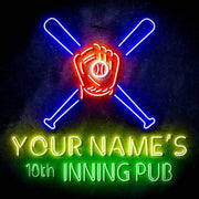 Custom Ultra-Bright Man Cave Baseball Bar 10th Inning Pub LED Sign with Remote (Neon-Style, LED Technology) - LED Gift Works