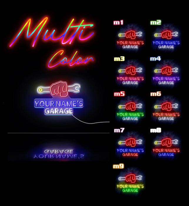 Personalized Ultra-Bright Man Cave Tools Garage LED Sign with Remote (Neon-Style, LED Technology) - Way Up Gifts
